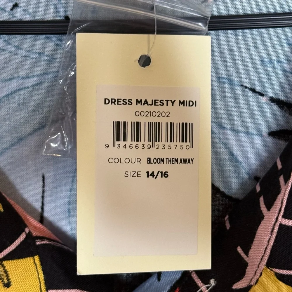 NWT Loralette Majesty Midi‎ Bloom Them Away Dress- Sz 14/16 - Picture 7 of 8